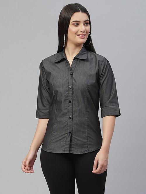 black cotton regular shirt - 18721816 - Very Small Image - 1