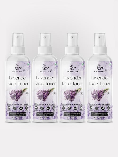 biomidas 100% natural lavender toner for cleansing & refreshing skin pore tightening toner with spray 100ml (pack of 4) - 18722403 - Very Small Image - 1