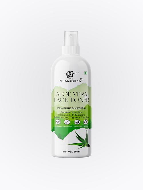 glowrima 100% natural aloe vera toner for cleansing & refreshing skin pore tightening toner with spray 60ml (pack of 1) - 18722440 - Very Small Image - 1