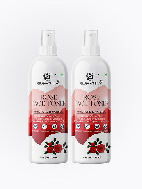 glowrima 100% natural rose toner for cleansing & refreshing skin pore tightening toner with spray 100ml (pack of 2) - 18722493 - Very Small Image - 1