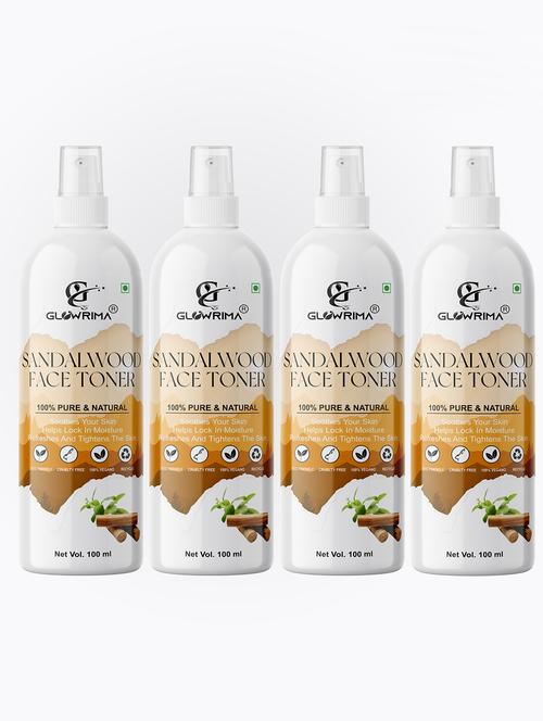 glowrima 100% natural sandalwood toner for cleansing & refreshing skin pore tightening toner with spray 100ml (pack of 4) - 18722499 - Very Small Image - 1
