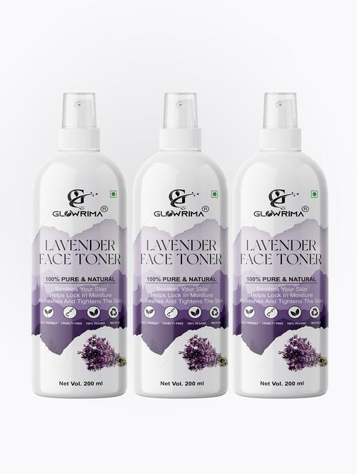 glowrima 100% natural lavender toner for cleansing & refreshing skin pore tightening toner with spray 200ml (pack of 3) - 18722518 - Very Small Image - 1