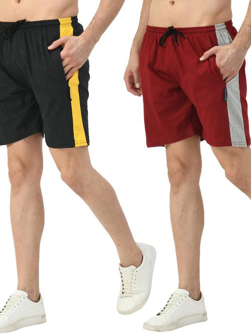 pack of 2 mid rise side taped shorts - 18722921 - Very Small Image - 1