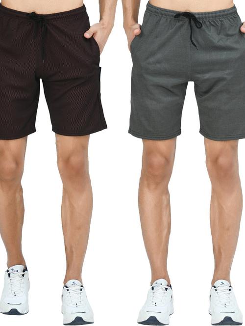 pack of 2 mid rise solid shorts - 18723055 - Very Small Image - 1