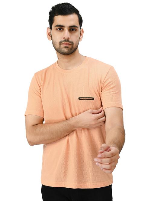 peach solid regular t-shirt - 18730590 - Very Small Image - 1