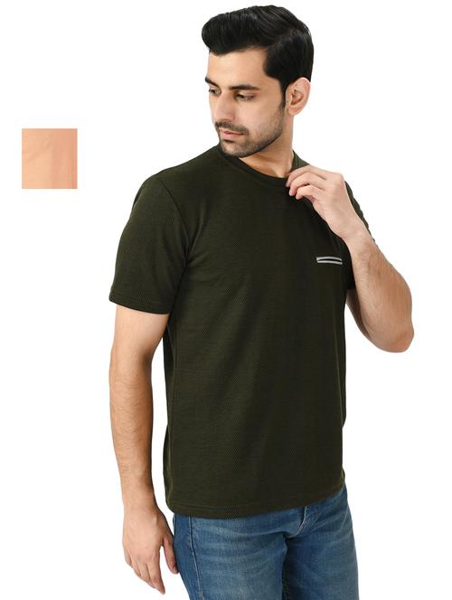 round neck solid t-shirt combo - 18730592 - Very Small Image - 1