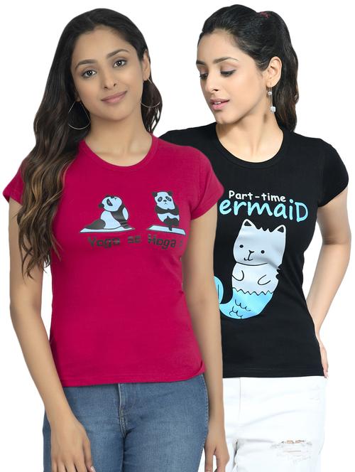 round neck printed tee combo - 18730660 - Very Small Image - 1