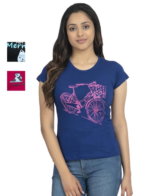 round neck printed tee combo - 18730664 - Very Small Image - 1