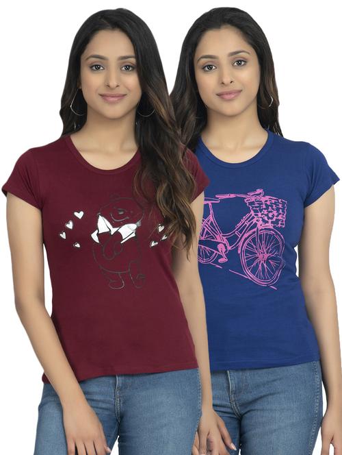 round neck printed tee combo - 18730669 - Very Small Image - 1