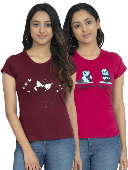 round neck printed tee combo - 18730671 - Very Small Image - 1