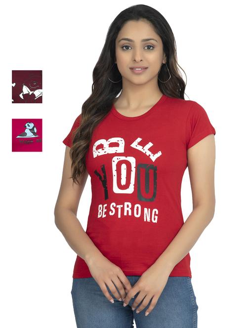round neck printed tee combo - 18730673 - Very Small Image - 1
