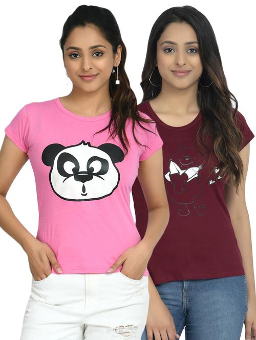 round neck printed tee combo - 18730683 - Very Small Image - 1