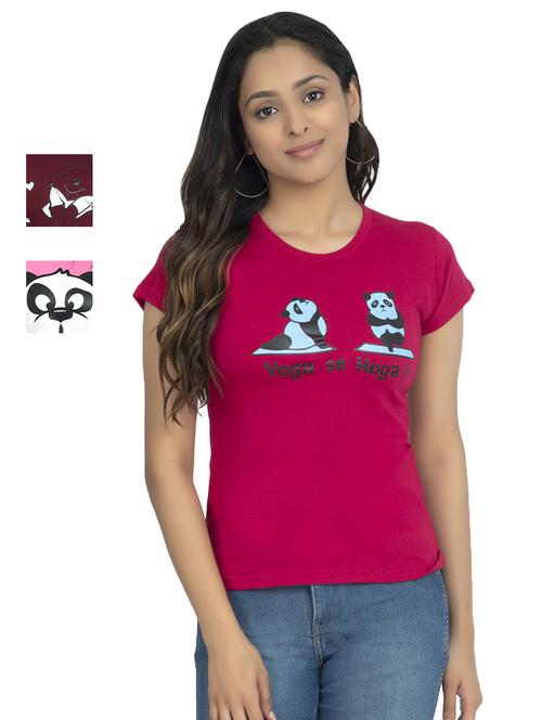 round neck printed tee combo - 18730688 - Very Small Image - 1