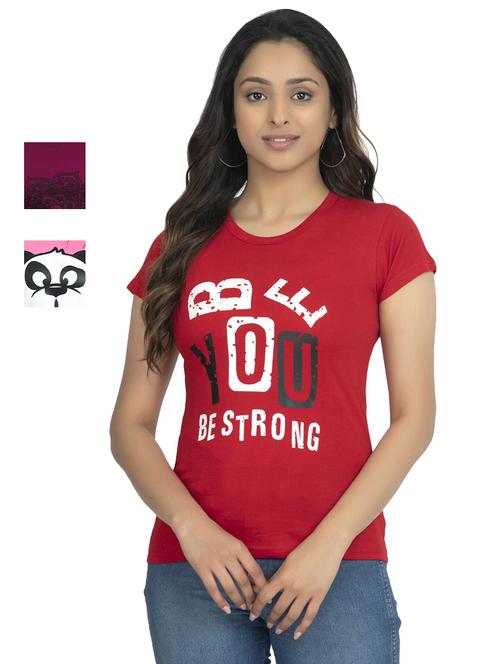 round neck printed tee combo - 18730702 - Very Small Image - 1