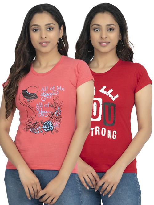 round neck printed tee combo - 18730714 - Very Small Image - 1