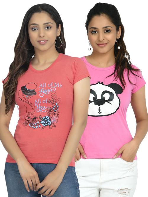 round neck printed tee combo - 18730719 - Very Small Image - 1
