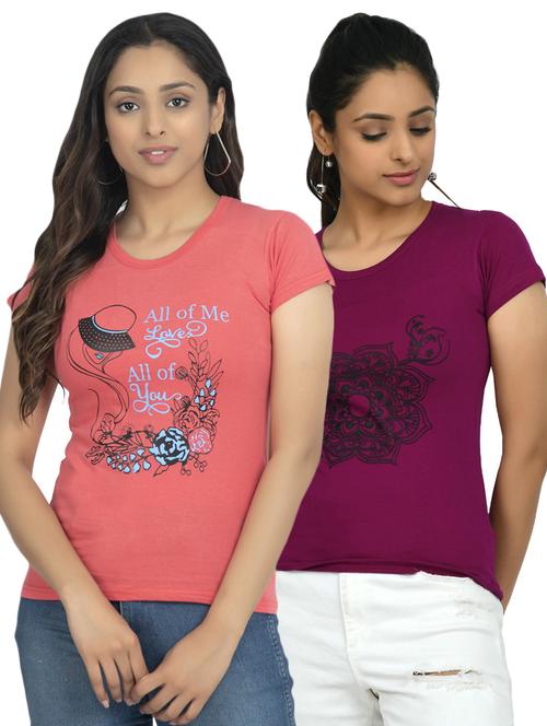 round neck printed tee combo - 18730721 - Very Small Image - 1