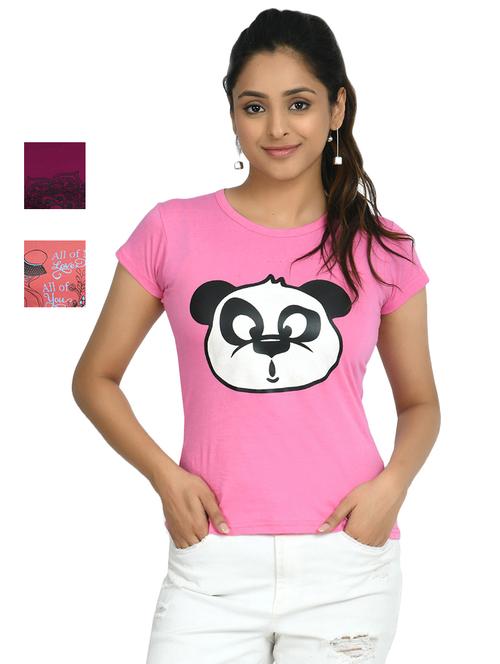 round neck printed tee combo - 18730728 - Very Small Image - 1