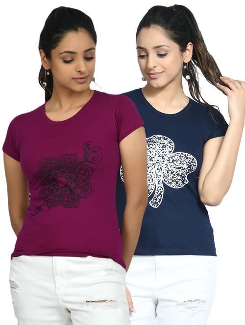 round neck printed tee combo - 18730752 - Very Small Image - 1