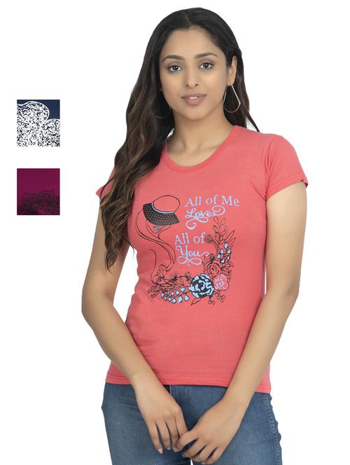 round neck printed tee combo - 18730771 - Very Small Image - 1
