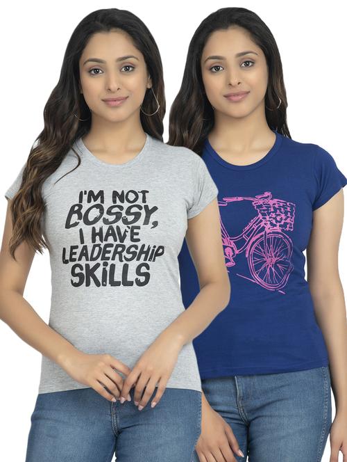 round neck printed tee combo - 18730804 - Very Small Image - 1