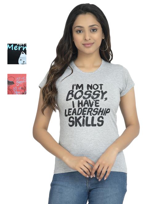 round neck printed tee combo - 18730807 - Very Small Image - 1