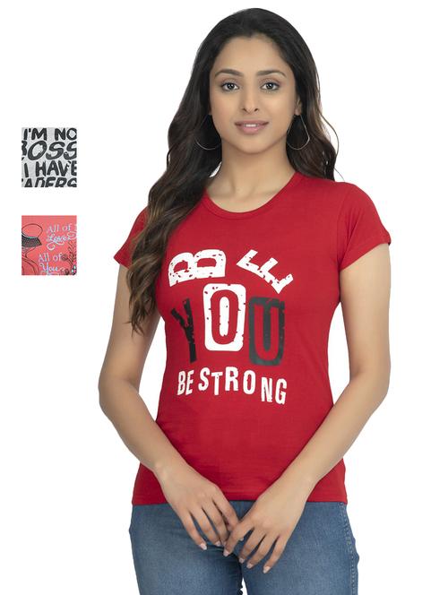round neck printed tee combo - 18730808 - Very Small Image - 1