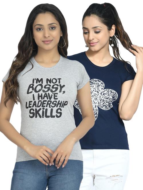 round neck printed tee combo - 18730815 - Very Small Image - 1