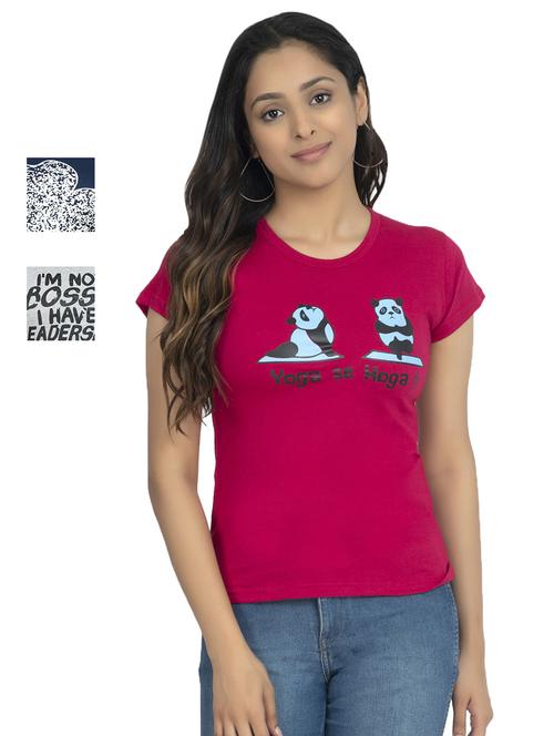 round neck printed tee combo - 18730819 - Very Small Image - 1