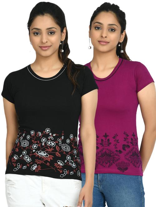 round neck printed tee combo - 18730933 - Very Small Image - 1