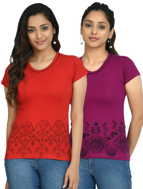 round neck printed tee combo - 18730934 - Very Small Image - 1