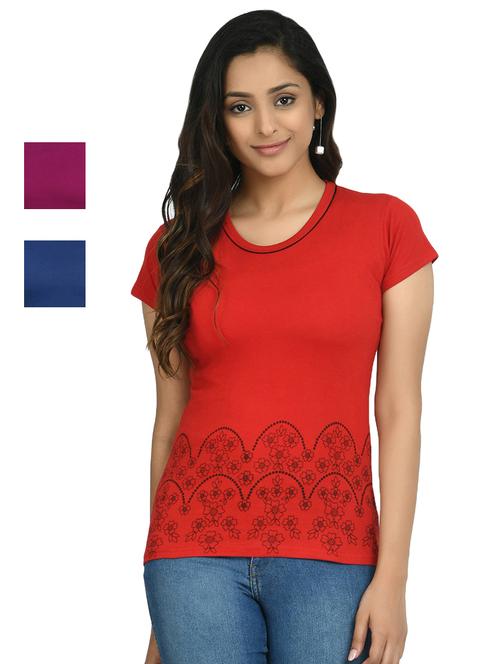 round neck printed tee combo - 18730940 - Very Small Image - 1