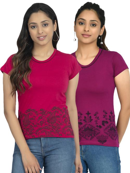 round neck printed tee combo - 18730955 - Very Small Image - 1