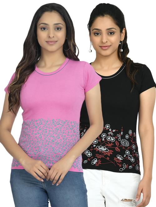 round neck printed tee combo - 18730968 - Very Small Image - 1