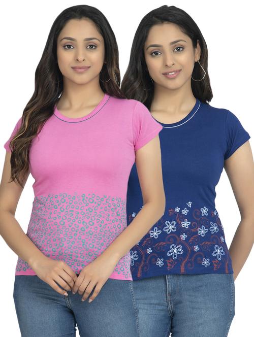 round neck printed tee combo - 18730971 - Very Small Image - 1