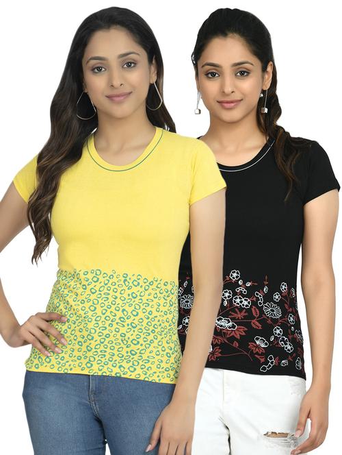 round neck printed tee combo - 18730993 - Very Small Image - 1