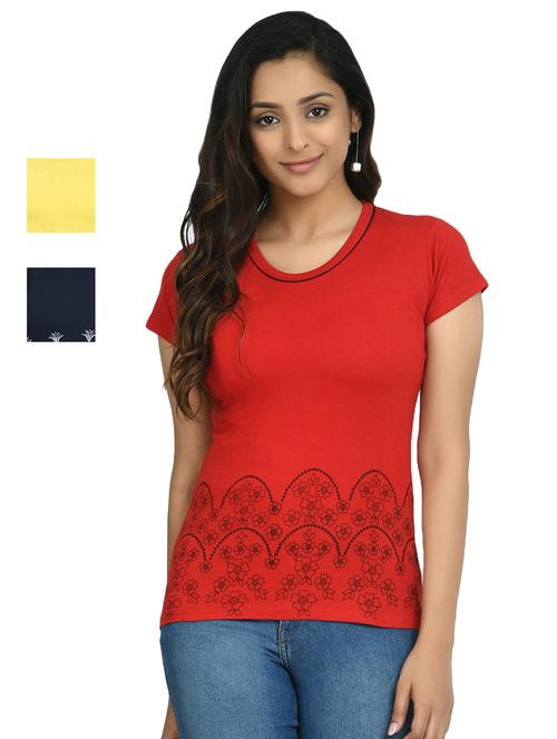 round neck printed tee combo - 18731033 - Very Small Image - 1