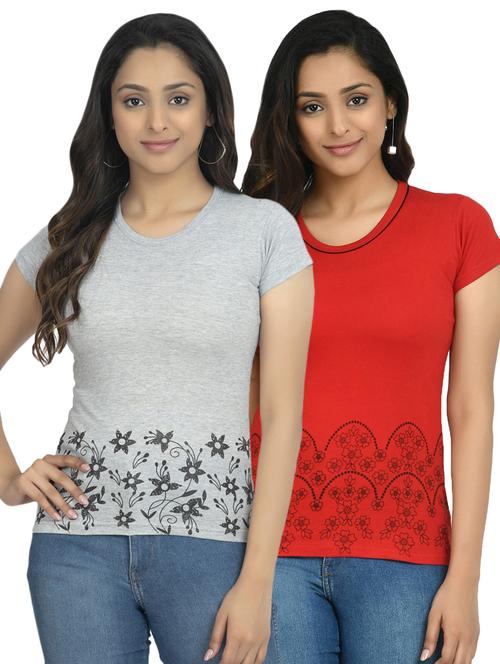 round neck printed tee combo - 18731064 - Very Small Image - 1