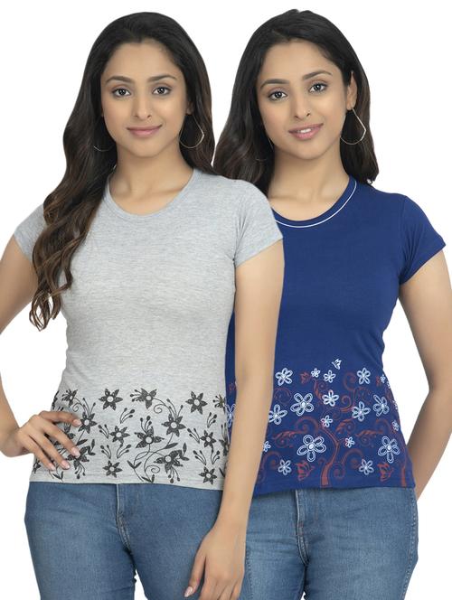 round neck printed tee combo - 18731066 - Very Small Image - 1