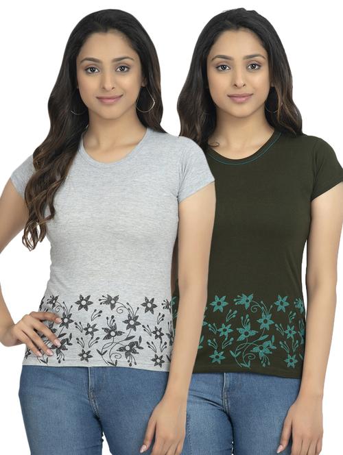 round neck printed tee combo - 18731067 - Very Small Image - 1