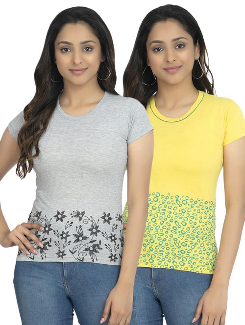 round neck printed tee combo - 18731069 - Very Small Image - 1