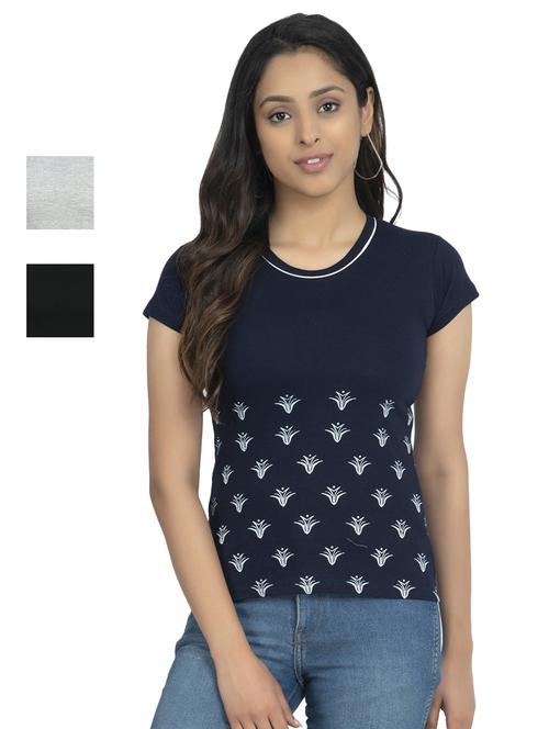round neck printed tee combo - 18731072 - Very Small Image - 1