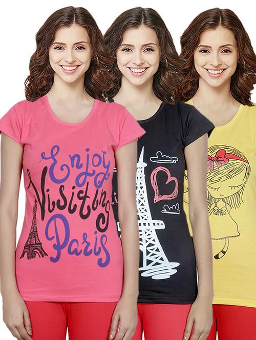 round neck printed tee combo - 18731454 - Very Small Image - 1