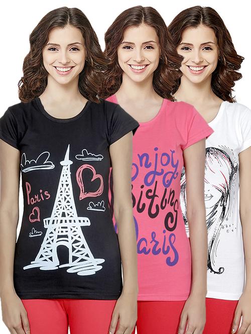 round neck printed tee combo - 18731457 - Very Small Image - 1
