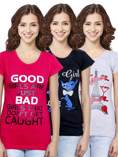 round neck printed tee combo - 18733280 - Very Small Image - 1