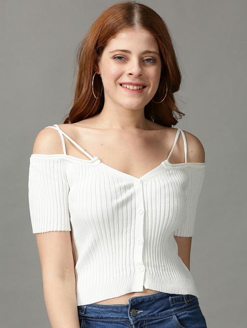 white cotton blend regular top - 18734879 - Very Small Image - 1