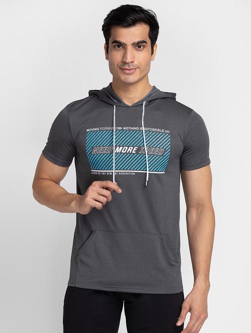 hooded neck chest printed t-shirt - 18734927 - Very Small Image - 1