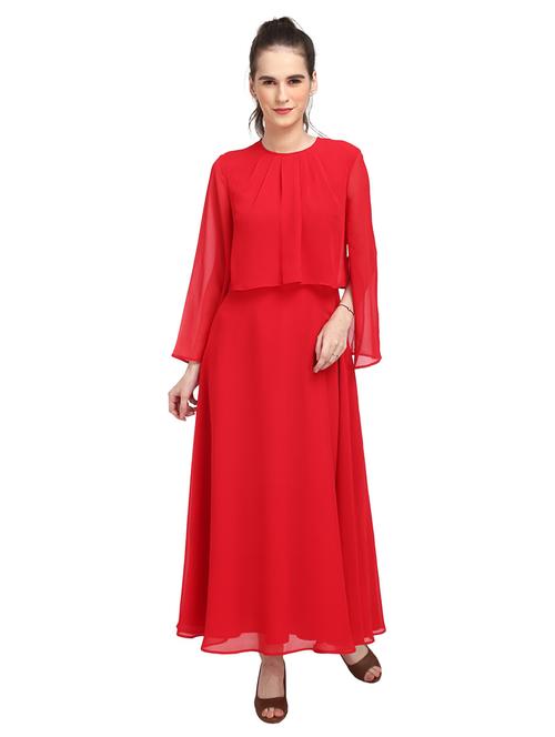 red georgette dress - 18735511 - Very Small Image - 1