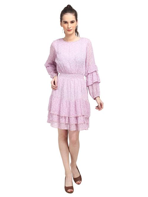 purple georgette aline dress - 18735513 - Very Small Image - 1