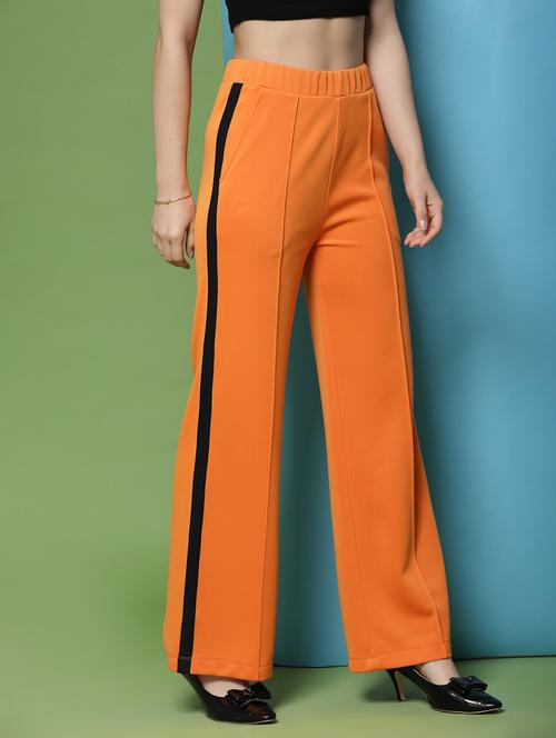 orange solid wide leg trouser - 18735922 - Very Small Image - 1